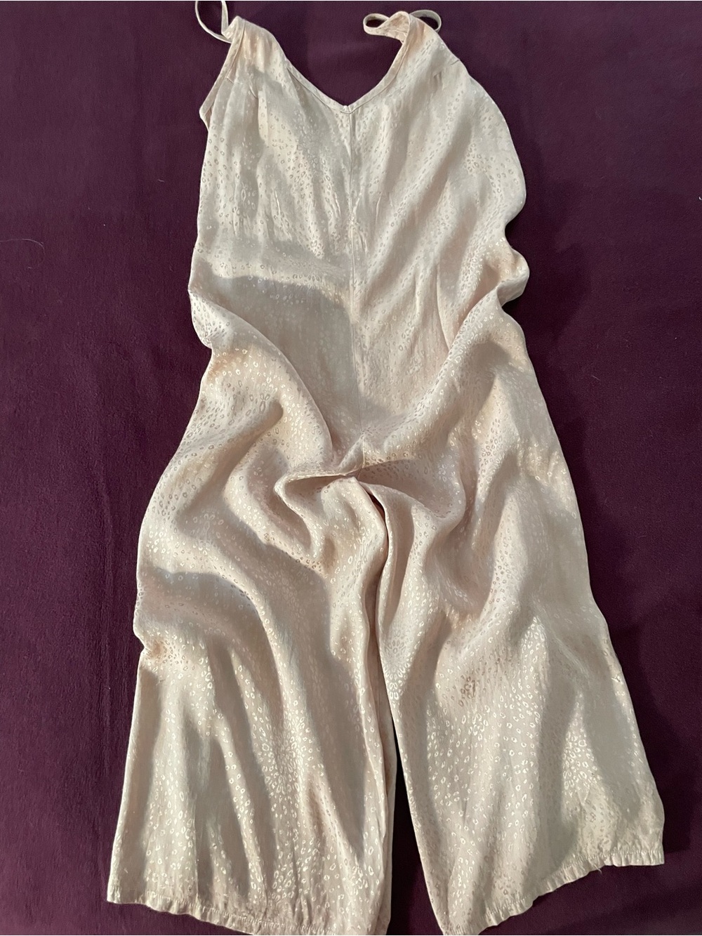 LACAUSA Blush Pink Satin Slip Jumpsuit